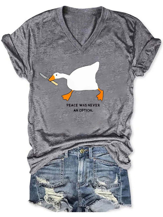 Women's Peace was Never an Option V-neck Print T-shirt