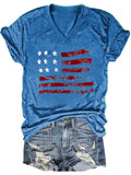 Women's America Flag V-neck Print T-shirt