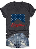 Women's America 4th Of July V-neck Print T-shirt