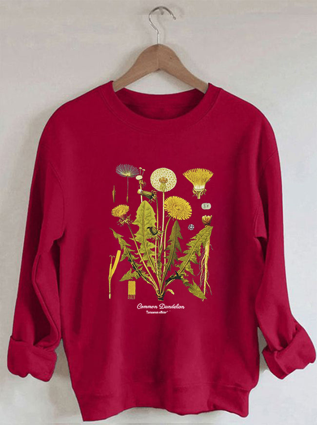 Women's Botanical Art Yellow Flower Print Sweatshirt