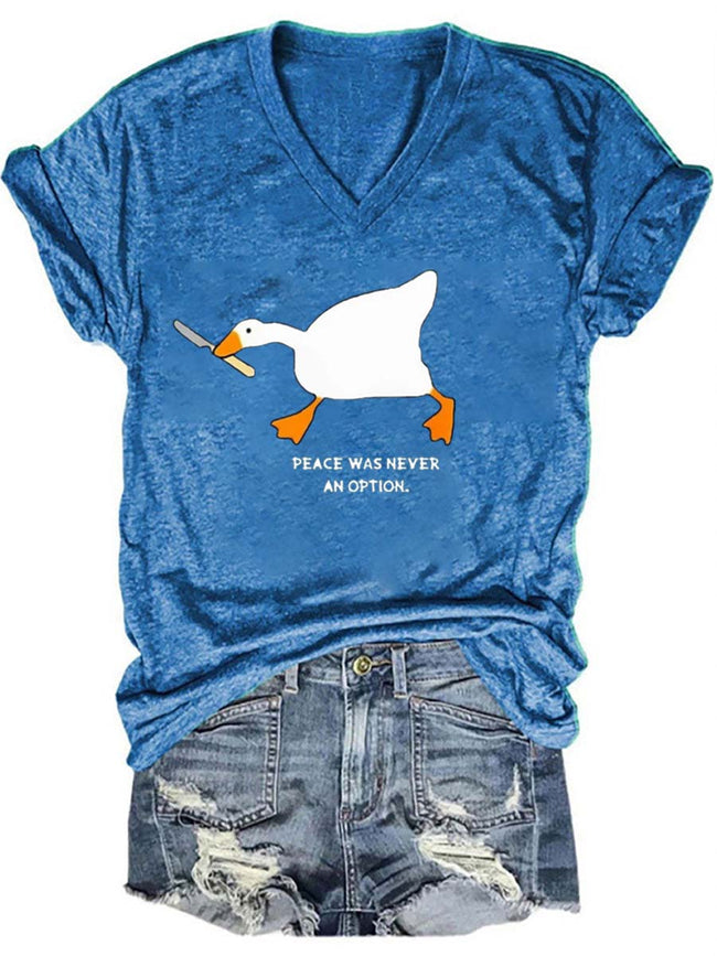 Women's Peace was Never an Option V-neck Print T-shirt