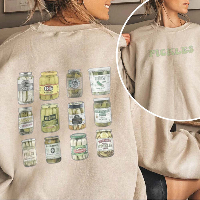 Women's Vintage Canned Pickles Print Sweatshirt