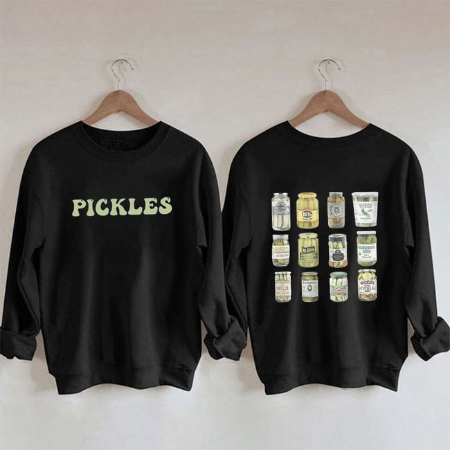 Women's Vintage Canned Pickles Print Sweatshirt