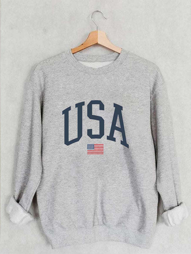 Women's USA Flag Print Sweatshirt
