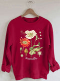 Women's Vintage Poppy Print Cotton Female Cute Long Sleeves Sweatshirt