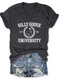 Women's Silly Goose University V-neck Print T-shirt
