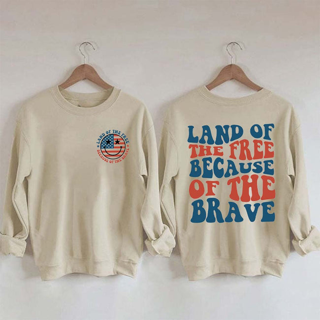 Women's America Land Of The Free Because Of The Brave Print Sweatshirt