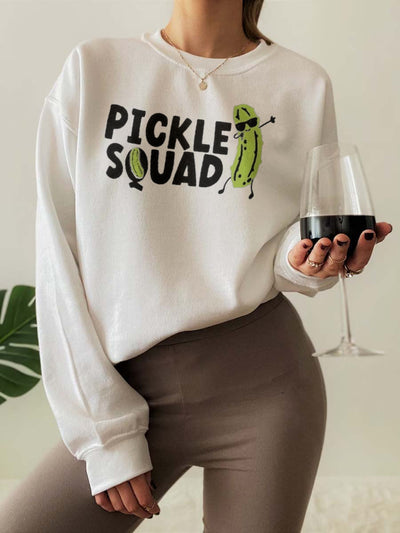 Women's Pickle Spuad Print Cotton Female Cute Long Sleeves Sweatshirt