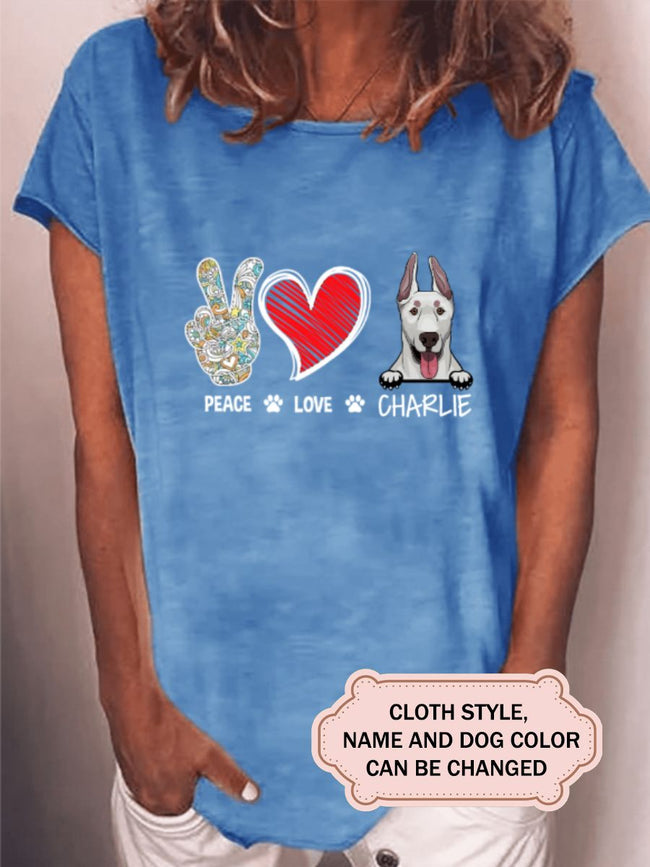PEACE LOVE DOG For Doberman Lovers Personalized Custom T-shirt