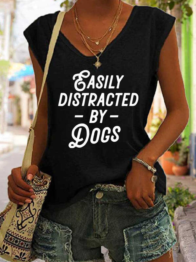 Women's Easily Distracted By Dogs Tank Top