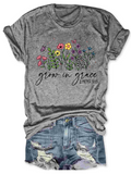 Women's Grow In Grace O-neck Print T-shirt