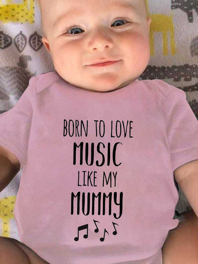Palbrave BORN TO LOVE MUSIC LIKE MY MUMMY Printed Baby Onesies