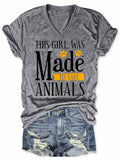 Women's This Girl Was Made To Save Animals V-Neck T-Shirt