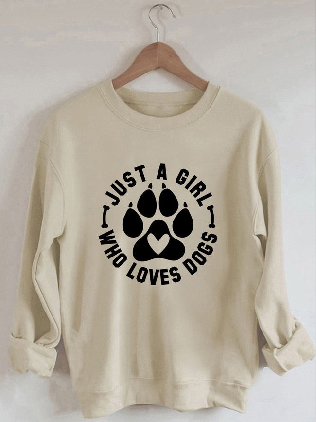Women's Just A Girl Who Loves Dogs Print Sweatshirt