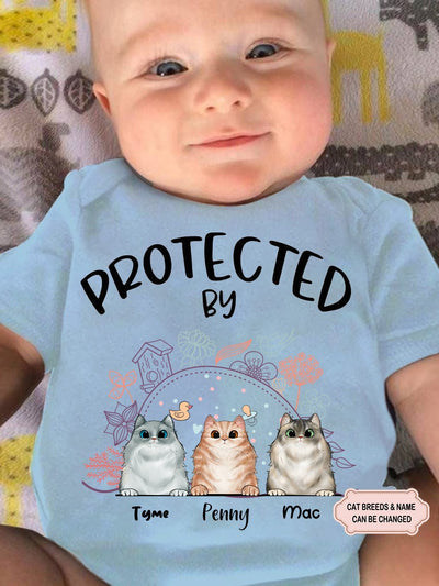 Protected By Cat Personalized Custom Baby Onesies