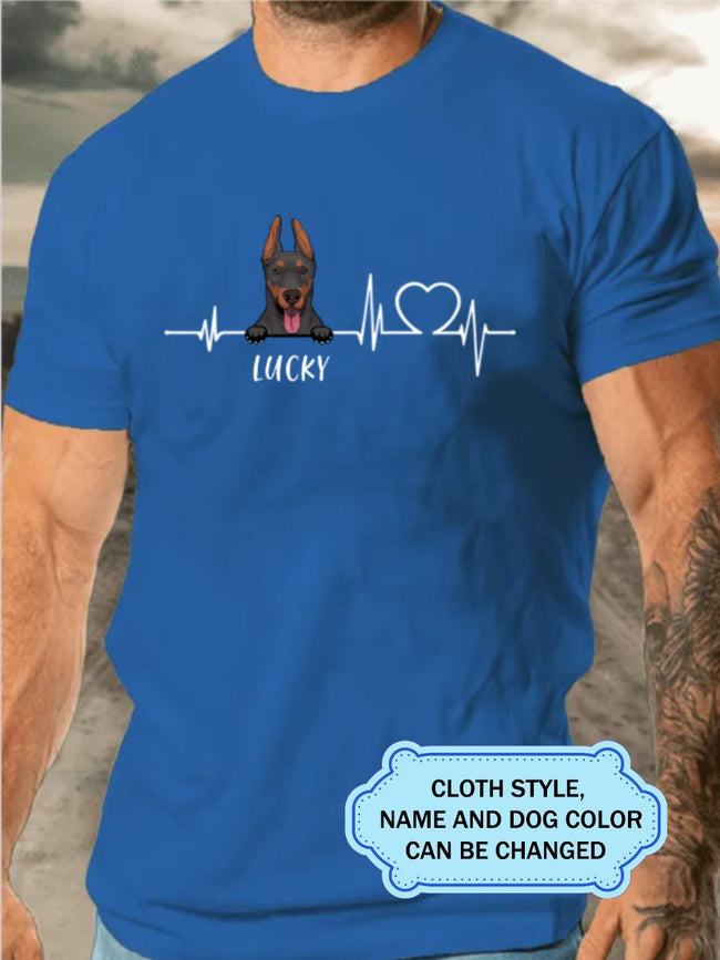 Heartbeat Dog For Doberman Lovers Personalized Custom T-shirt