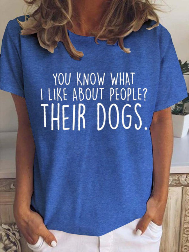 Women's Funny Dog Casual Cotton Blends T-shirt