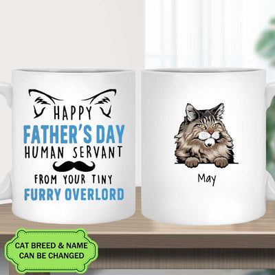 Happy Father's Day From Your Tiny Furry Overlord Gift For Dad Funny Personalized Cat Dad Mug
