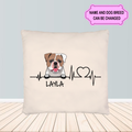 Heartbeat Dog Gift for Dog Lovers Personalized Custom Pillow