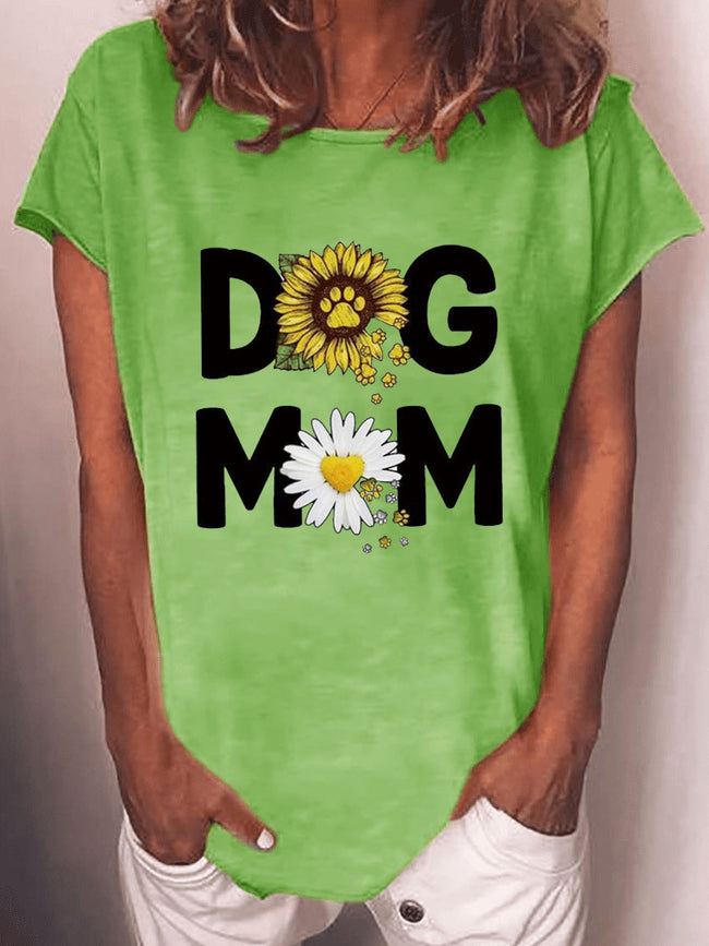 Women's Sunflower Dog Mom T-shirt