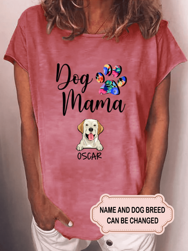Women's Dog Mama Colorful Personalized Custom T-shirt