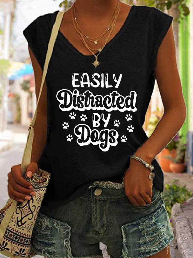 Women's Easily Distreacted By Dogs Tank Top