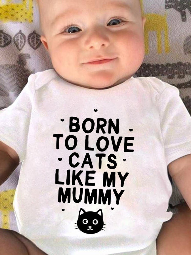 Palbrave BORN TO LOVE CATS LIKE MY MUMMY Printed Baby Onesies
