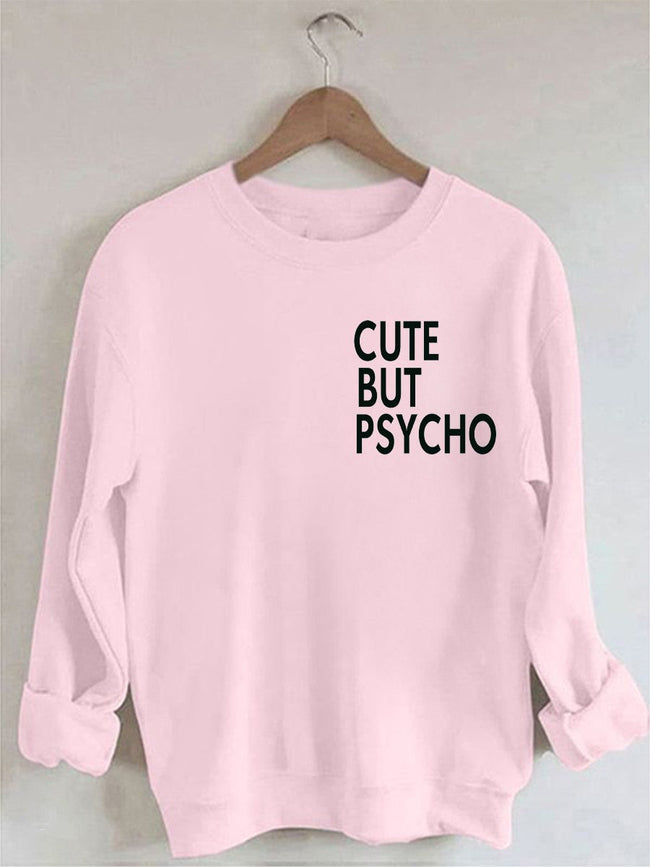 Palbrave Women‘s Cute But Psycho Printed Long Sleeve Sweatshirt