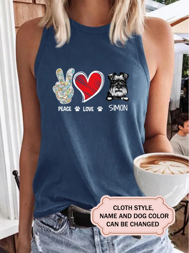 PEACE LOVE DOG For Schnauzer Lovers Personalized Custom T-shirt