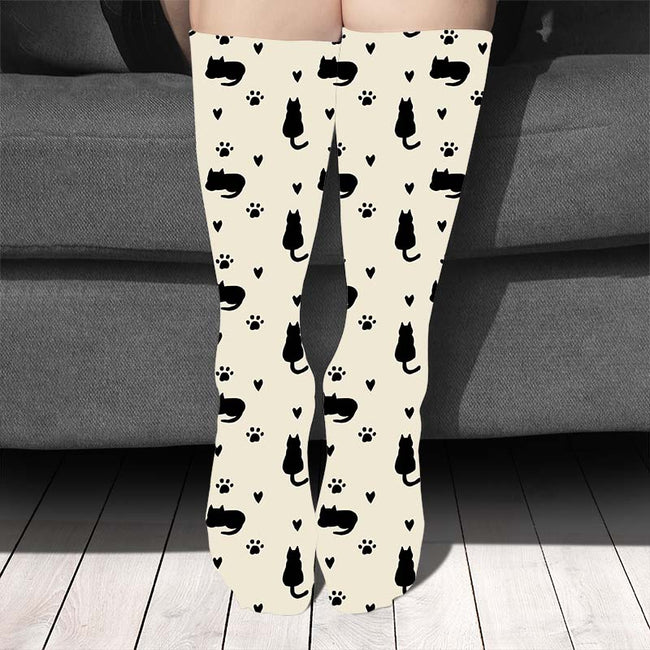 Women's Black And White Cats Sock For Cat Lovers