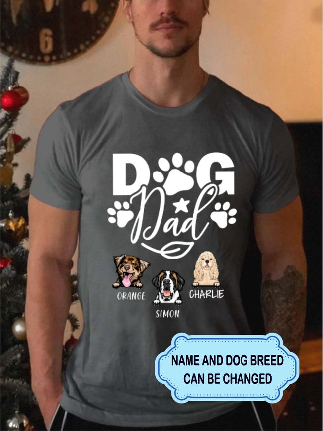 Men's Dog Dad Personalized Custom T-shirt Gift For Dog Lover