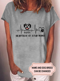 Women's Heartbeat Of A Fur Mama Personalized Custom T-shirt