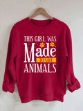 Women's This Girl Was Made To Save Animals Print Sweatshirt