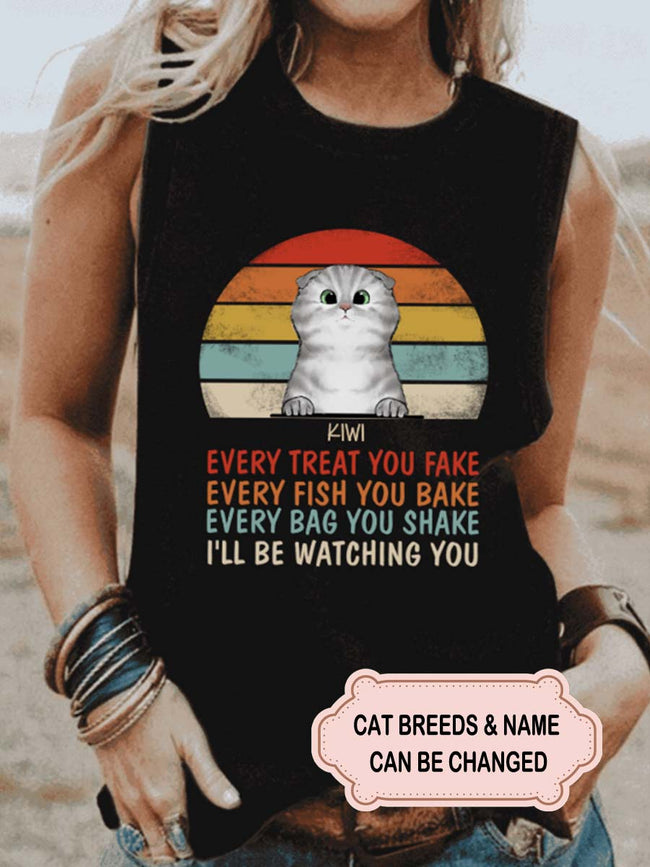 Women's Every Treat You Fake For Cat Lovers Personalized Custom Tank Top