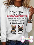 Women's Dear Mom Thanks For Walk And Treats Personalized Custom Long Sleeve Top For Dog Lover