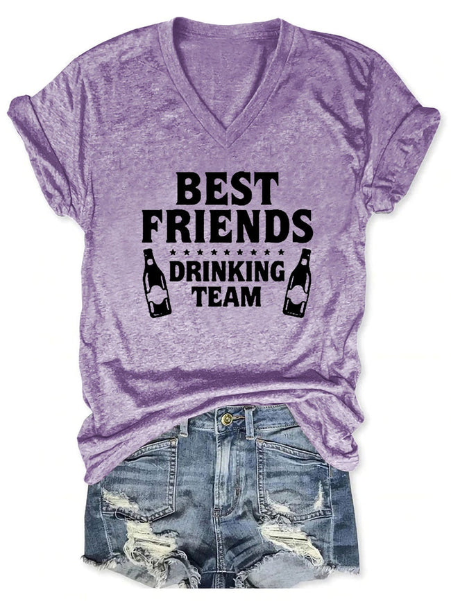Women's Best Friends Drinking Team V-Neck T-Shirt