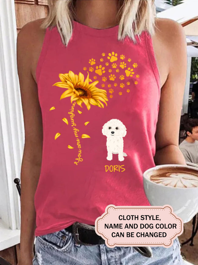 Women's Dog And Sunflower Personalized Custom T-shirt
