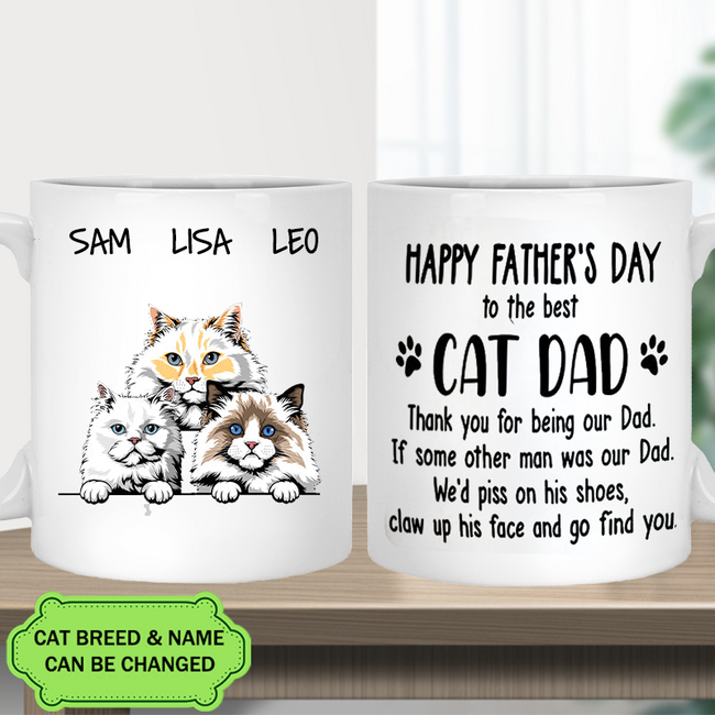 Thank You For Being Our Dad Gift For Dad Funny Personalized Cat Mug