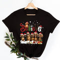 Women's Christmas Believe Dog Printed Crew Neck T-Shirt