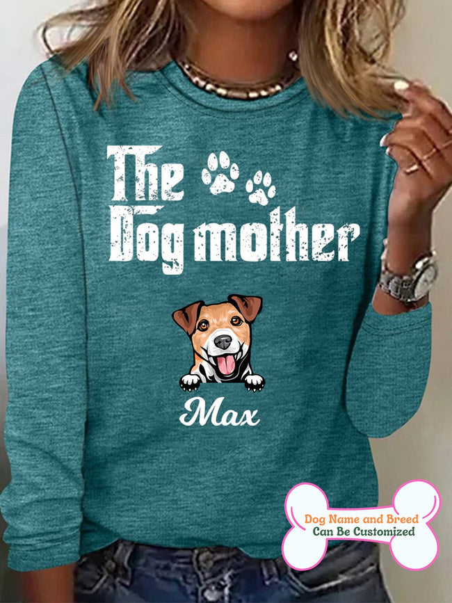 Women's Dog Mother Personalized Custom Long Sleeve Top For Dog Lover