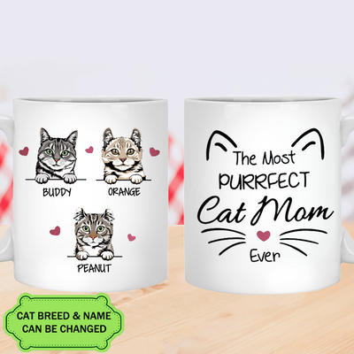 The Most Purrfect Cat Mom Funny Personalized Cat Mug