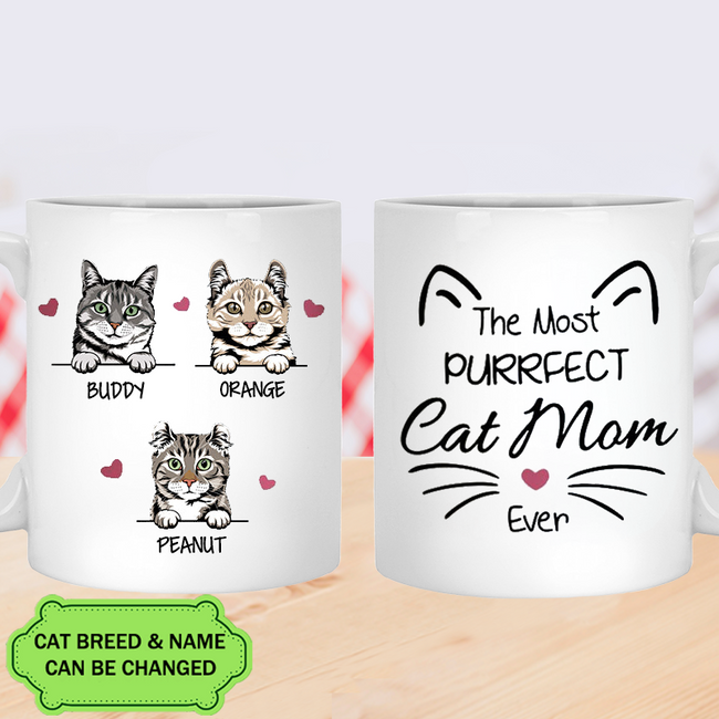 The Most Purrfect Cat Mom Funny Personalized Cat Mug