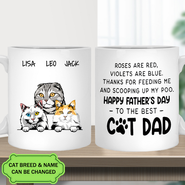 Thanks For Feeding Me And Scooping Up My Poo Gift For Dad Funny Personalized Cat Mug