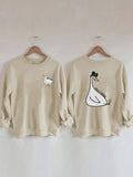 Women's Silly Goose Print Cotton Female Cute Long Sleeves Sweatshirt