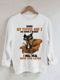 Women's So Lazy Can't Move Lazy Cat Print Sweatshirt