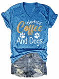 Women's Weekend Coffee And Dog V-Neck T-Shirt