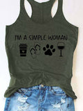 I'm A Simple Woman Dog Paw Tank Top
