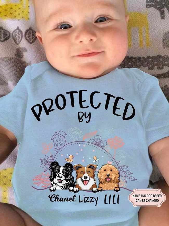 Protected By Dog Personalized Custom Baby Onesies