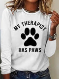 Women's My Therapist Has Paws Print Long Sleeve Top