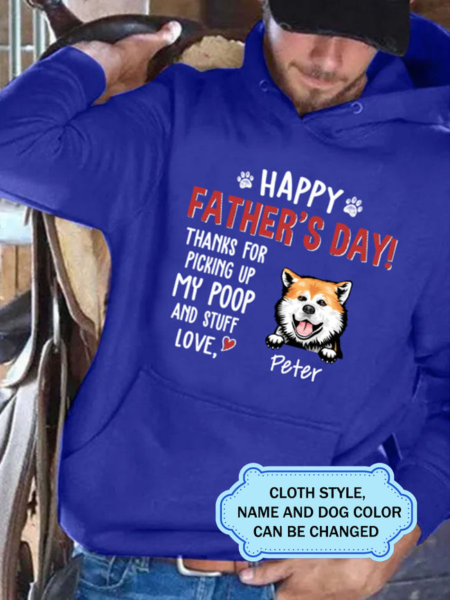 Men's Happy Father's Day Thanks For Picking Up My Poop And Stuff Personalized Custom T-shirt